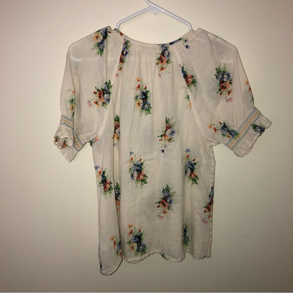 Madewell Smocked Classic Corsage Floral Button Down Top - Picture 5 of 6